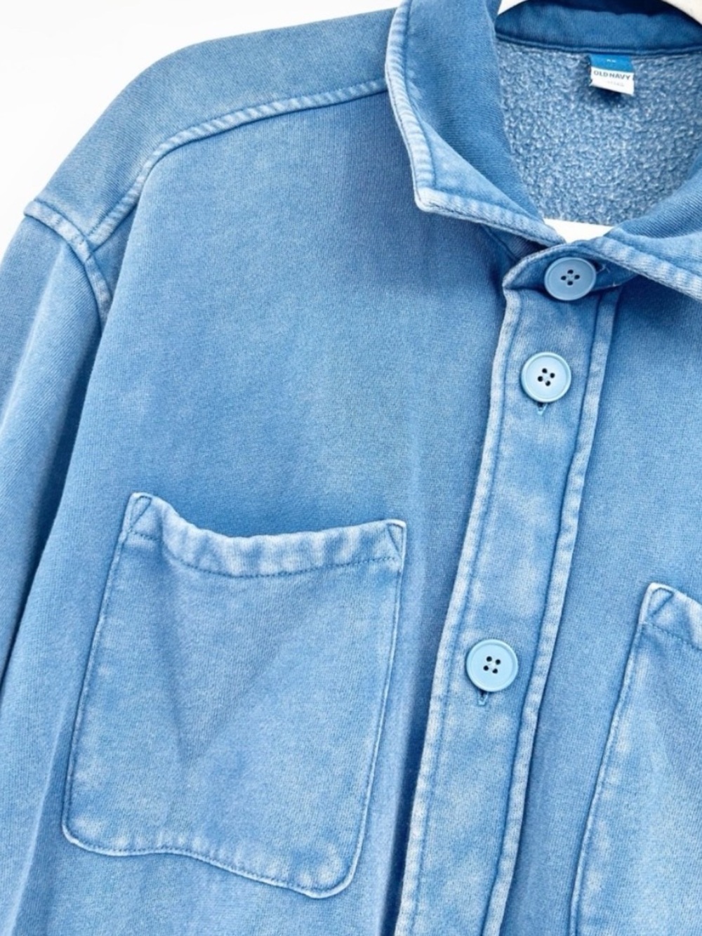 Old Navy Faded Light Blue Button-Up Jacket shirt - Picture 2 of 10